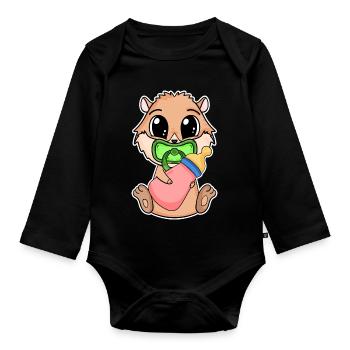 Bébé domestique cochon d’Inde Motif cochon d’Inde - Body Bébé bio manches longues - noir - Devant