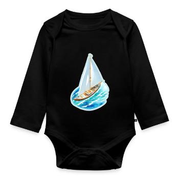 Segelschiff - Baby Bio-Langarm-Body - Schwarz - Vorne