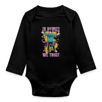 In Rhymes we trust Hip HopShirt Design - Organic Longsleeve Baby Bodysuit - black - Front