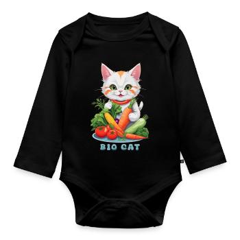 Bio Katze - Baby Bio-Langarm-Body - Schwarz - Vorne
