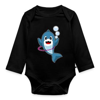 Dolphin Fitness Hoop Workout Gymnastics - Organic Longsleeve Baby Bodysuit - black - Front