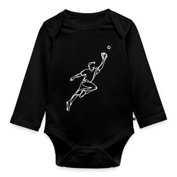 Baseballer Zeichnung - Baby Bio-Langarm-Body - Schwarz - Vorne