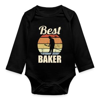 Lustiger Bäcker - Baby Bio-Langarm-Body - Schwarz - Vorne
