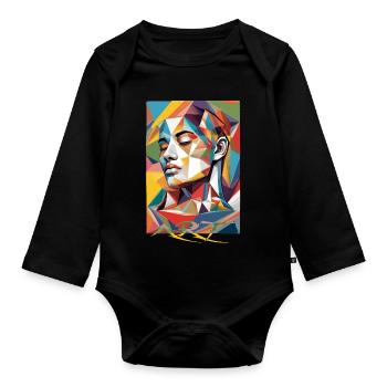 Art du visage moderne - Body Bébé bio manches longues - noir - Devant