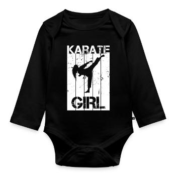 Karate Girl - Organic Longsleeve Baby Bodysuit - black - Front