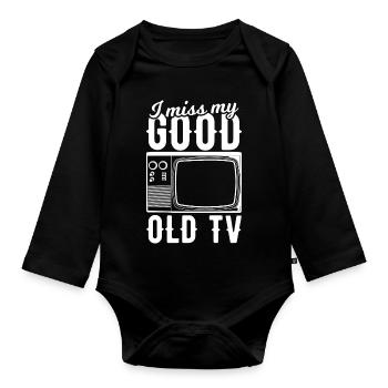 Mon vieux téléviseur me manque - Body Bébé bio manches longues - noir - Devant