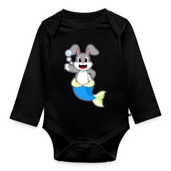 Sirène lapin - Body Bébé bio manches longues - noir - Devant