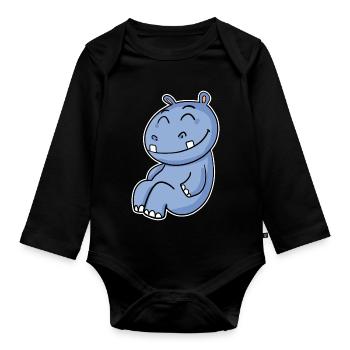 Hippopotame Hippopotame - Body Bébé bio manches longues - noir - Devant