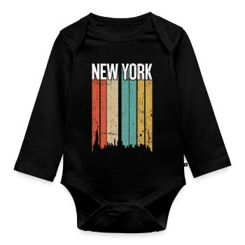 New York Colorstripe Retro - Organic Longsleeve Baby Bodysuit - black - Front