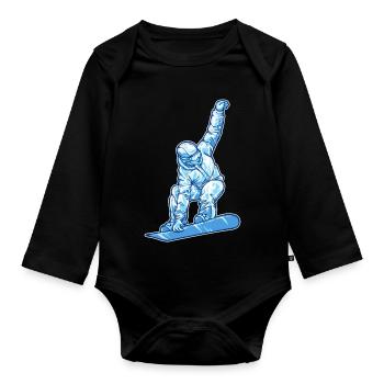 Schifahren Wintersport Eishockey Winter Skifahrer - Baby Bio-Langarm-Body - Schwarz - Vorne