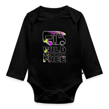 Liberté du campeur - Body Bébé bio manches longues - noir - Devant