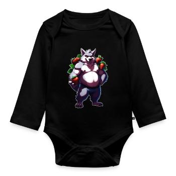 Loup Fraise 1 - Body Bébé bio manches longues - noir - Devant