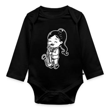 Petit saxophone - Body Bébé bio manches longues - noir - Devant