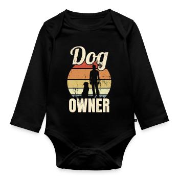 Propriétaire de chien - Body Bébé bio manches longues - noir - Devant