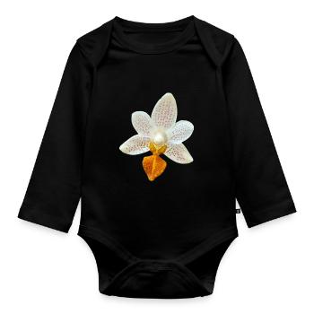 Fleur d’orchidée Phalaenopsis MiniMark Orchidée - Body Bébé bio manches longues - noir - Devant