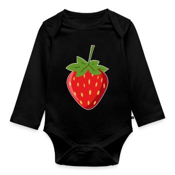 Fraise - Body Bébé bio manches longues - noir - Devant