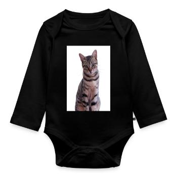 Cat Cats Kitten Tiger Cat - Organic Longsleeve Baby Bodysuit - black - Front