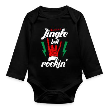Jingle bell Rockin Christmas Music - Organic Longsleeve Baby Bodysuit - black - Front