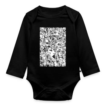 Mask Mosaic: Face Carousel - Organic Longsleeve Baby Bodysuit - black - Front