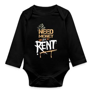 need money for rent Graffiti funny sayings icon - Organic Longsleeve Baby Bodysuit - black - Front