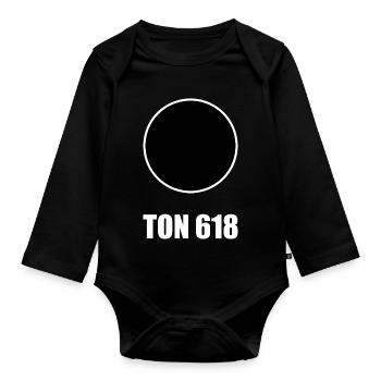 black hole, astronomy, clay 618, hunger, food - Organic Longsleeve Baby Bodysuit - black - Front