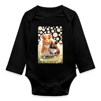 Zwei goldige Meerschweinchen Meine Lieblingstiere - Baby Bio-Langarm-Body - Schwarz - Vorne