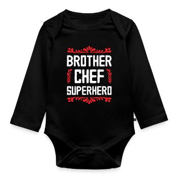 Brother Superhero - Organic Longsleeve Baby Bodysuit - black - Front