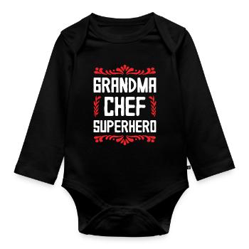 Mamie Chef Super-héroïne - Body Bébé bio manches longues - noir - Devant