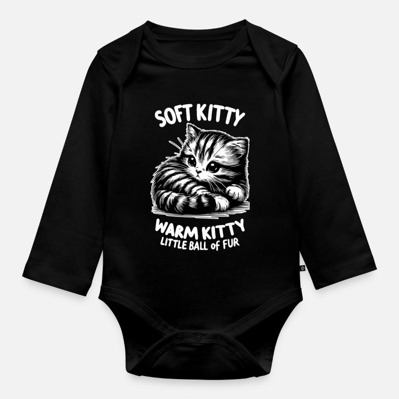 Soft Kitty (dark) - Organic Longsleeve Baby Bodysuit - black