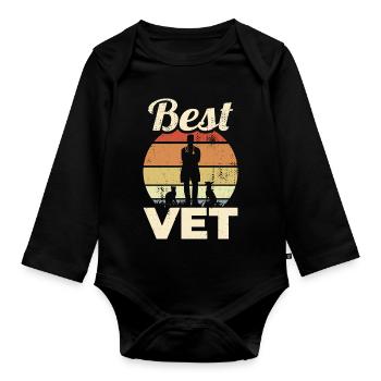 Best Veterinarian - Organic Longsleeve Baby Bodysuit - black - Front
