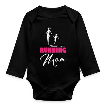 Running Mom - Baby Bio-Langarm-Body - Schwarz - Vorne
