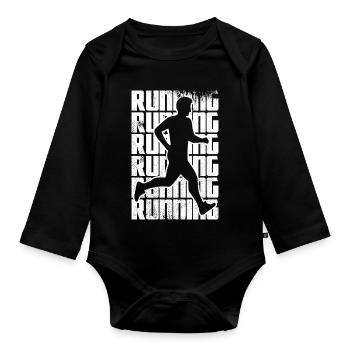 Fun running - Organic Longsleeve Baby Bodysuit - black - Front