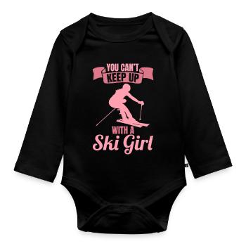 Skier - Organic Longsleeve Baby Bodysuit - black - Front