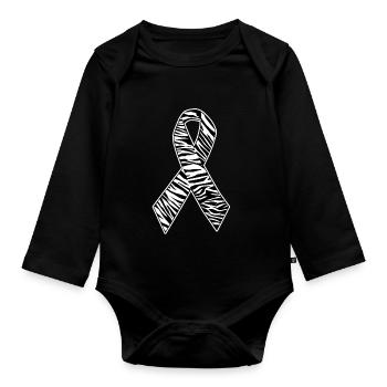 Zebra Print Ruban de sensibilisation - Body Bébé bio manches longues - noir - Devant