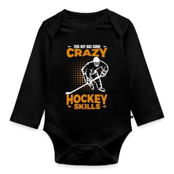 This Boy Has Some Crazy Hockey Skills - Baby Bio-Langarm-Body - Schwarz - Vorne