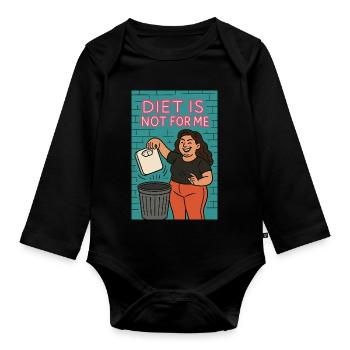 Diet is not for me - Organic Longsleeve Baby Bodysuit - black - Front
