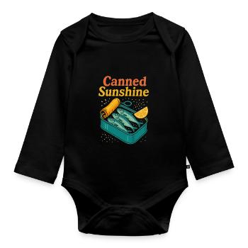 Canned Sunshine – Sardine Pop-Art Tea - Organic Longsleeve Baby Bodysuit - black - Front