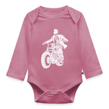 Hell Biker (Weiß) - Baby Bio-Langarm-Body - Mauve - Vorne