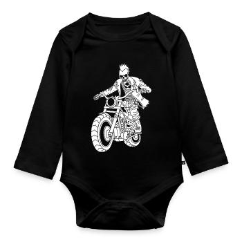 Hell Biker (White) - Organic Longsleeve Baby Bodysuit - black - Front