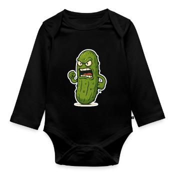Cucumber attack - Organic Longsleeve Baby Bodysuit - black - Front