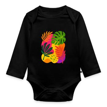 Tropical Rush - Organic Longsleeve Baby Bodysuit - black - Front