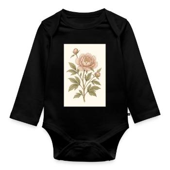 Une fleur classique - Body Bébé bio manches longues - noir - Devant
