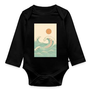 Ein sommerliches Bild am Meer - Baby Bio-Langarm-Body - Schwarz - Vorne
