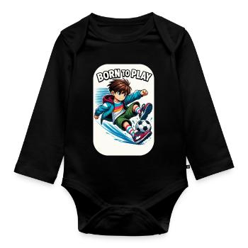 Kicker Kid - Baby Bio-Langarm-Body - Schwarz - Vorne