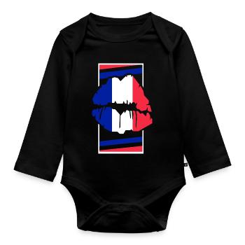 France - Organic Longsleeve Baby Bodysuit - black - Front