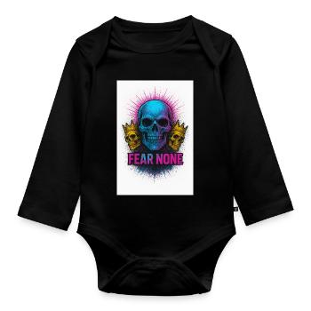 Kühner Schädel mit Kronen Tintendesign - Baby Bio-Langarm-Body - Schwarz - Vorne