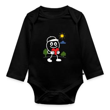 Ribbo with heart – give warmth and joy as a gift - Organic Longsleeve Baby Bodysuit - black - Front