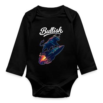 Stock Bull Bull Chart Profit Rocket Gift - Body Bébé bio manches longues - noir - Devant