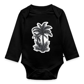 Palm tree - Organic Longsleeve Baby Bodysuit - black - Front