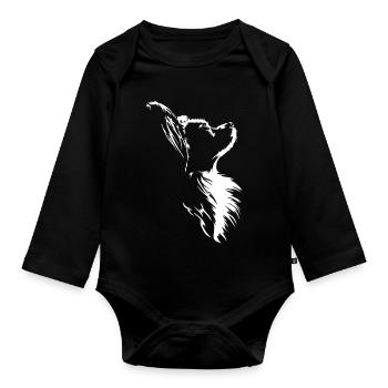 Papillon Silhouette Dog Portrait Wilsigns - Organic Longsleeve Baby Bodysuit - black - Front
